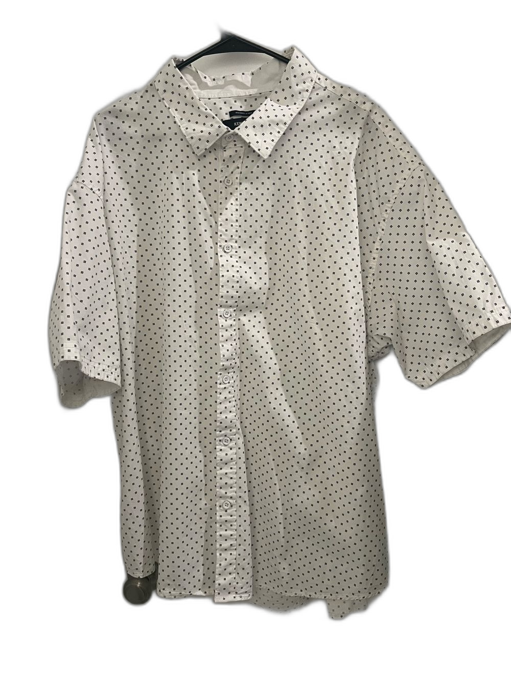 Kenneth Cole New York 4X Men’s White Black Micro Geometric Print Shirt